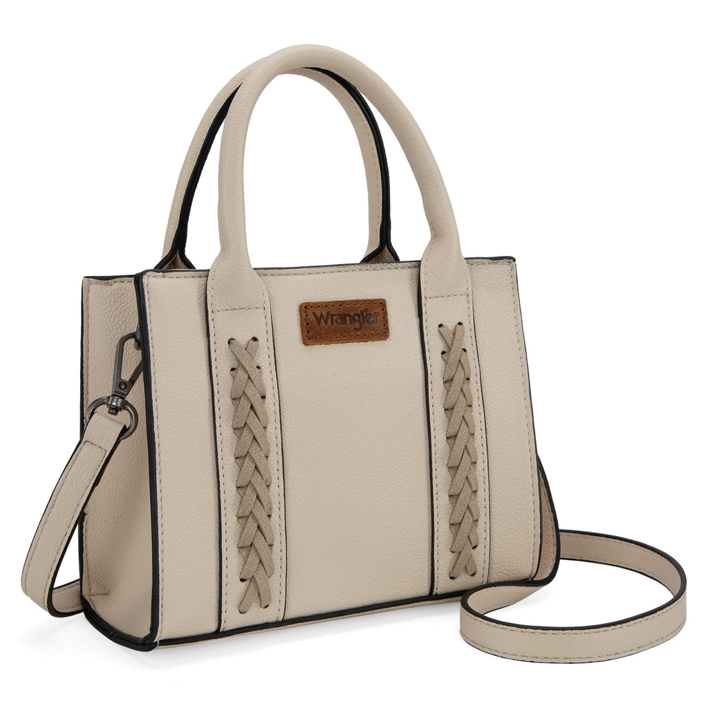Wrangler Mini Crossbody Purse for Women Cute Small Tote Bag and Shoulder Handbag Ladies Top Handle Satchel with Adjustable Strap Beige WG70S-8120BG
