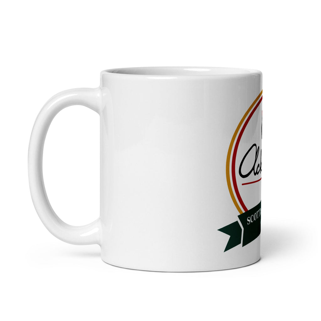 Ackroyd's Round Logo White glossy mug