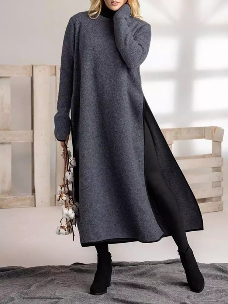Oversized Knit Lace Casual Hoody Dress