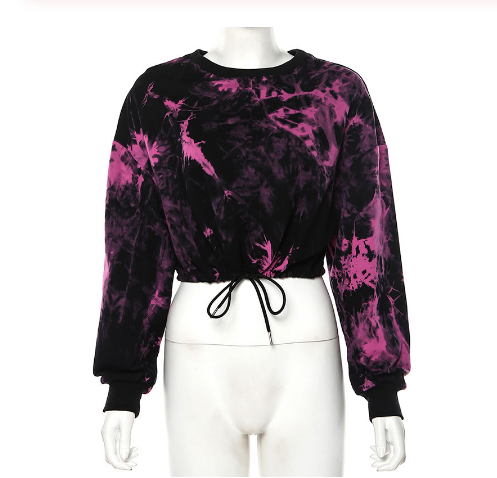 Tie-Dye Crop Top and Shorts Set (Hip Hop Style)