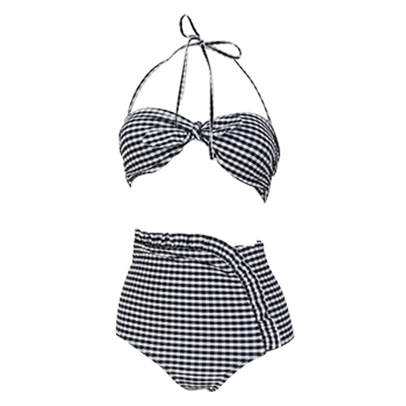 2020 New Cute Checkered High Waist Bikini Set