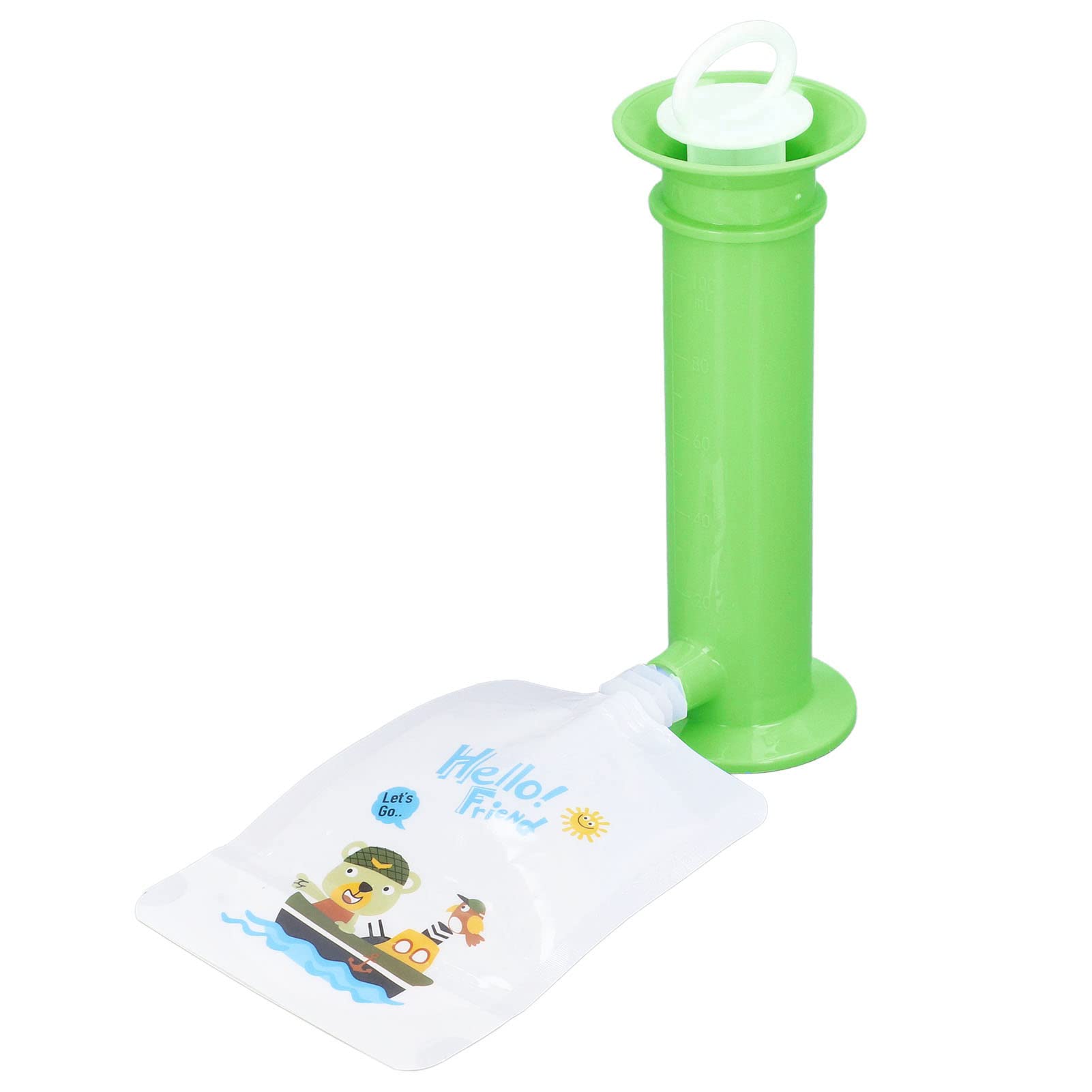 Baby Food Maker 7pcs Set Baby Food Pouch Maker Reusable Pure Color Pouches Toddler Fruit Squeeze Puree Filler for Homemade Semi Solid Food for Infant Complementary Food (Green)
