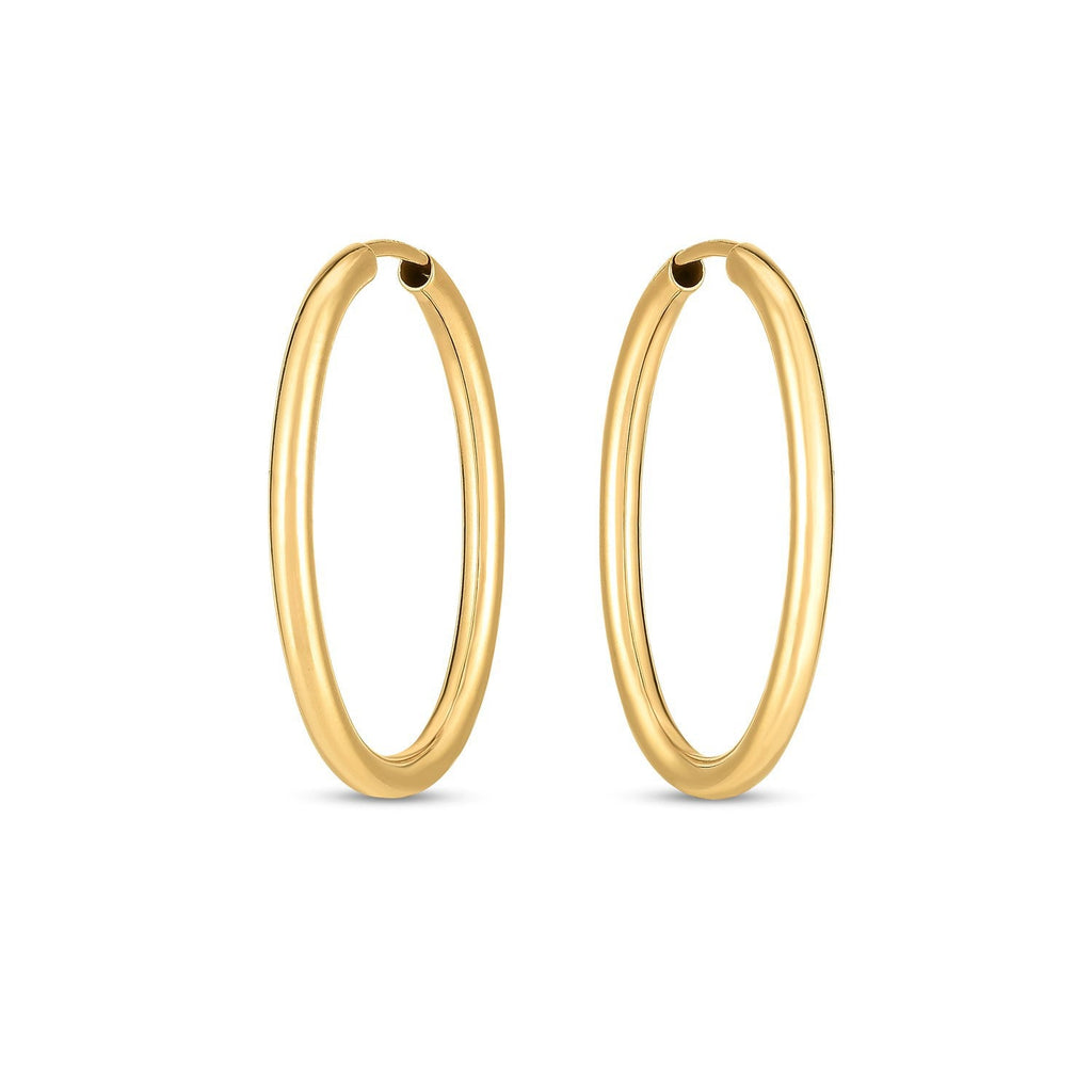 14k Yellow Gold Endless Oval Hoop Earrings(2x25mm)