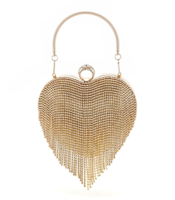 Crystal Evening Clutch Bag with Tassel and Handle