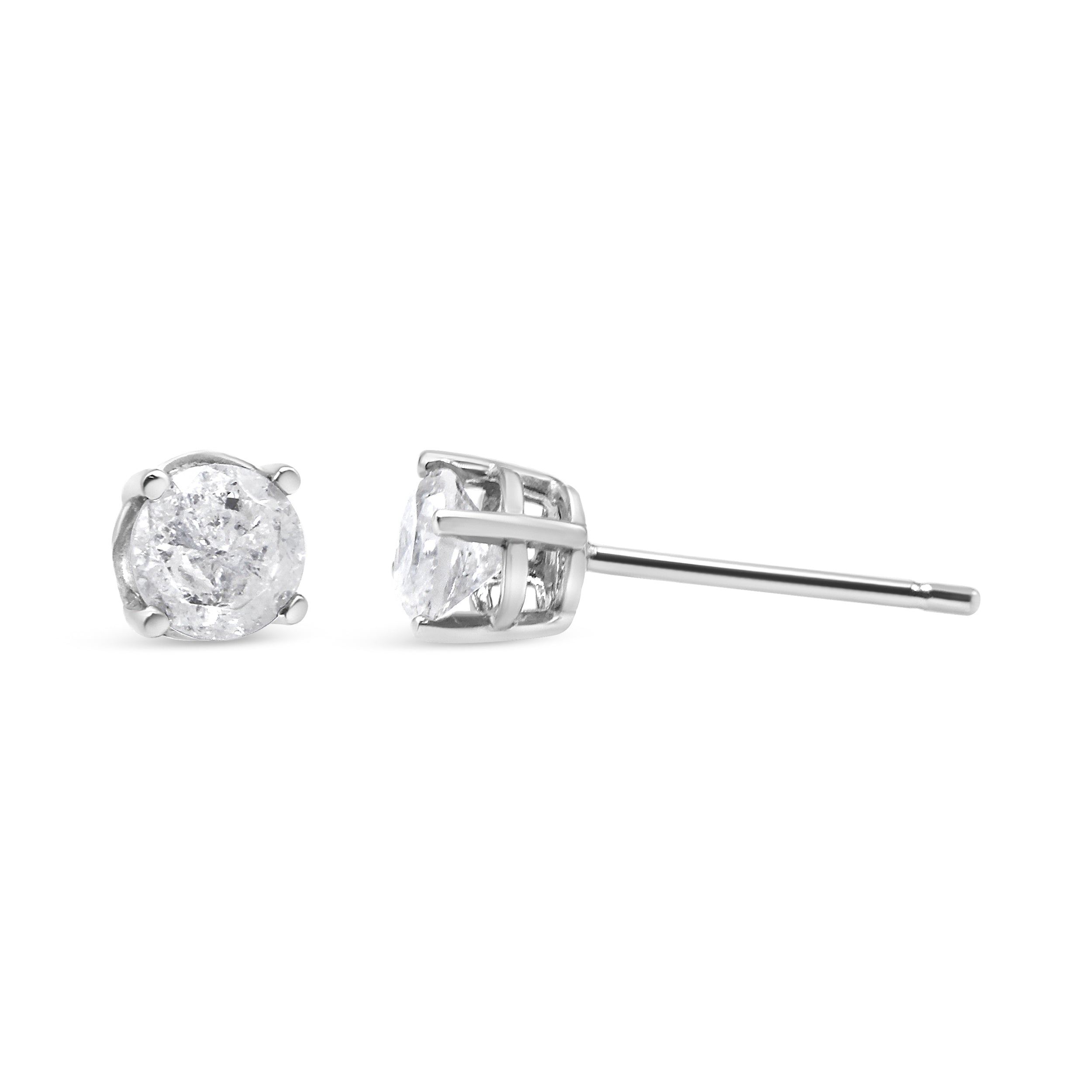 14K White Gold 3/4 Cttw Lab Grown Diamond 4-Prong Classic Stud Earrings (F-G Color, VS2-SI1 Clarity)