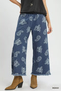 Umgee Denim Paisley Wide-Leg Pants