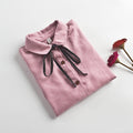 New Women's White Long Sleeve Shirt with Bow Tie