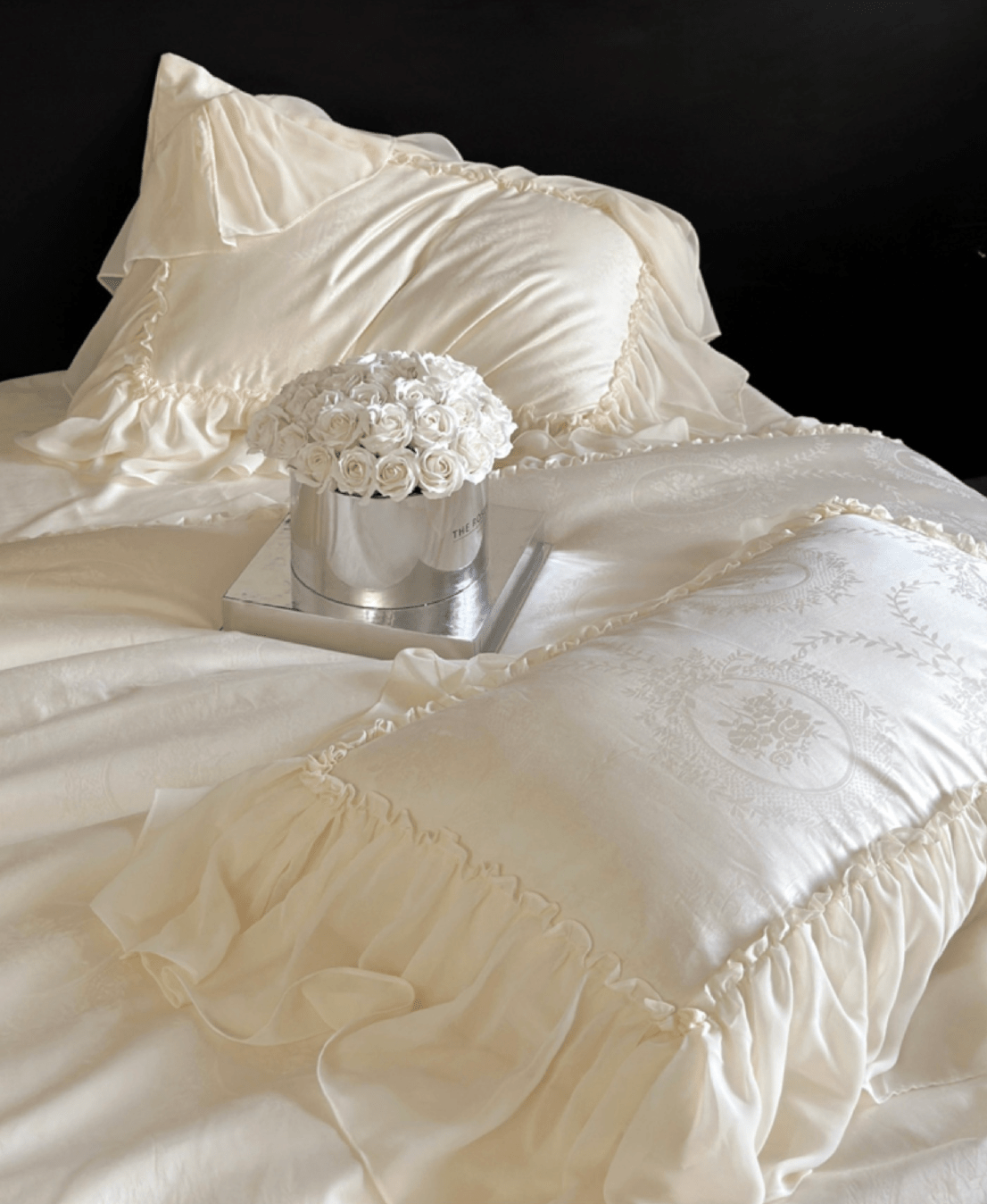 Airy Silky Floral Lace Bedding Set