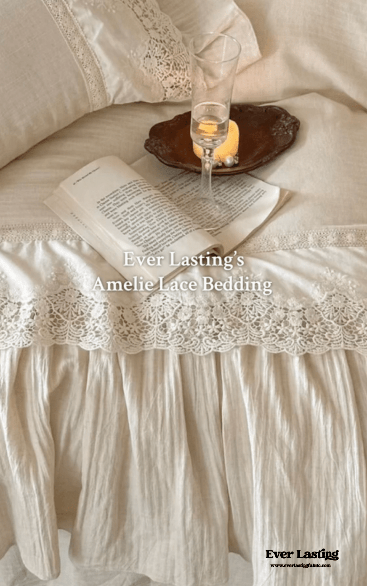 Amelie Lace Embroidered Linen Cotton Bedding Set