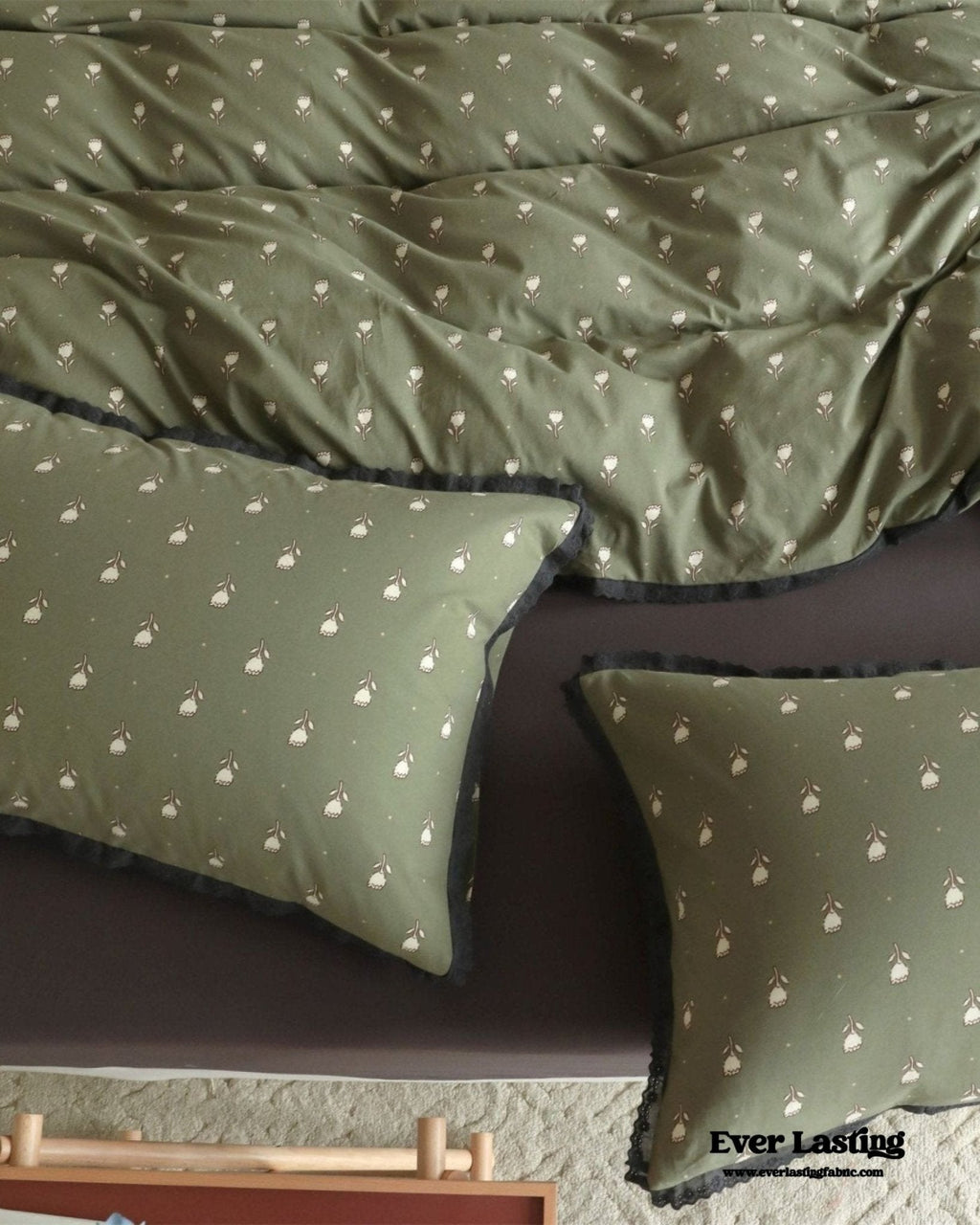 Anaya Rose French Vintage Bedding Set / Green + Brown