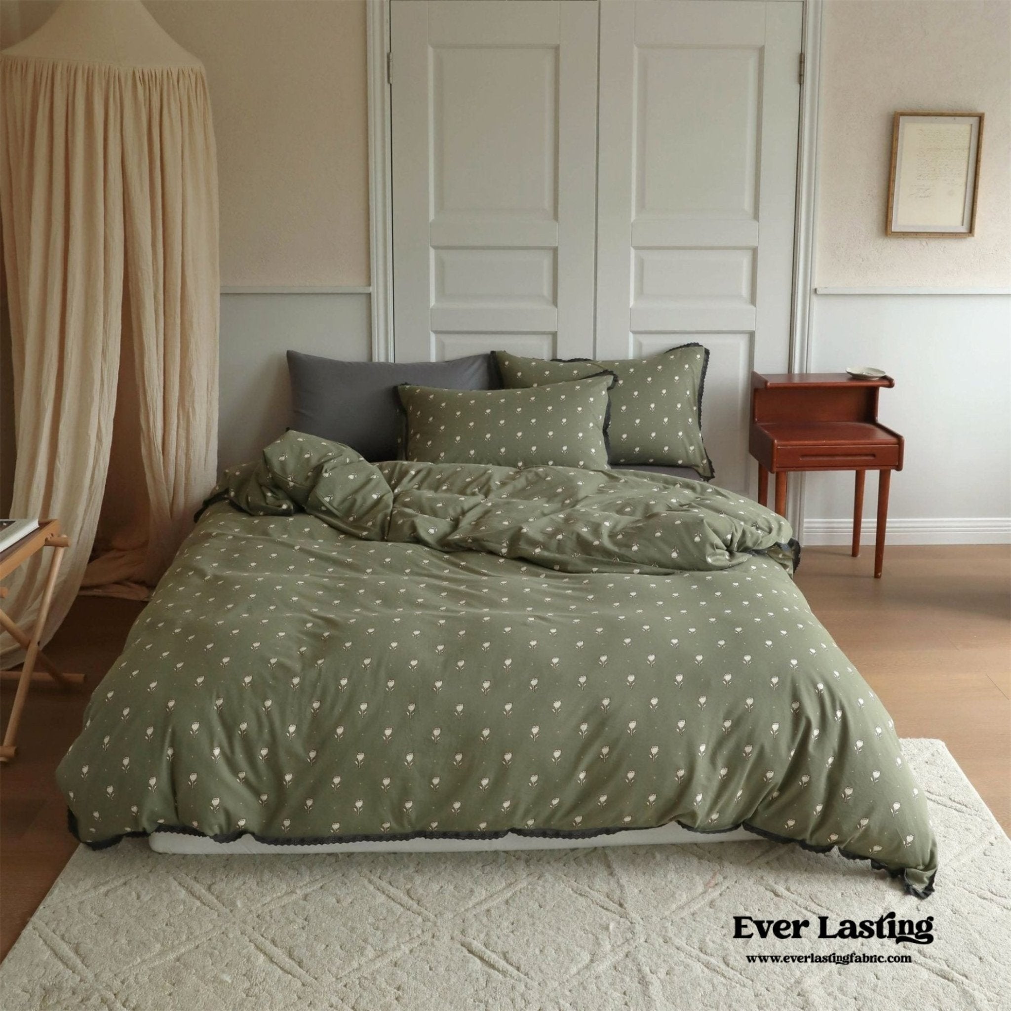 Anaya Rose French Vintage Bedding Set / Green + Brown