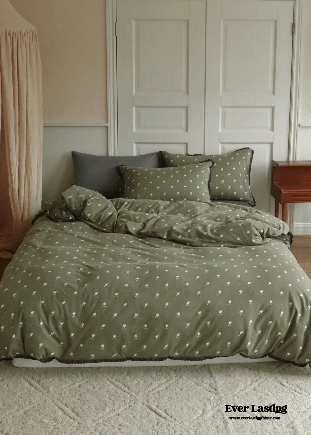 Anaya Rose French Vintage Bedding Set / Green + Brown
