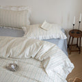 Annie Lace Ruffle Floral Bedding Set / Blue