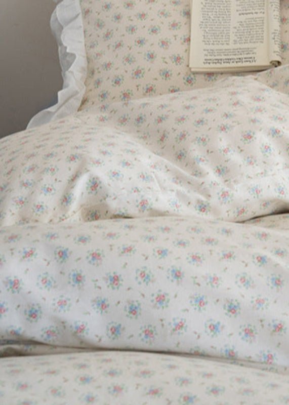 Annie Lace Ruffle Floral Bedding Set / Blue
