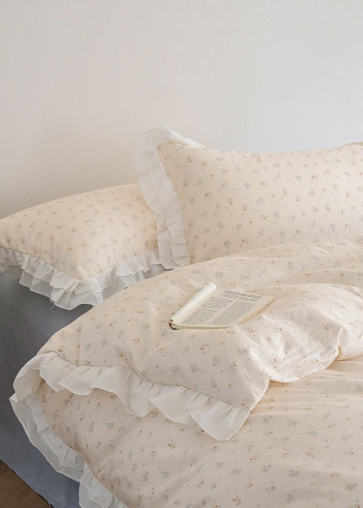 Annie Lace Ruffle Floral Bedding Set / Blue