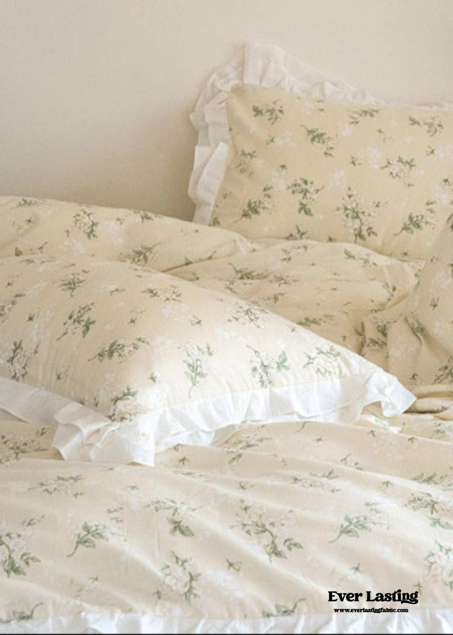 Annie Lace Ruffle Floral Bedding Set / Pink Beige