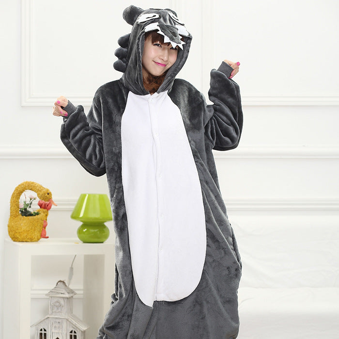 Gray Wolf Cartoon Pajamas and Loungewear Set