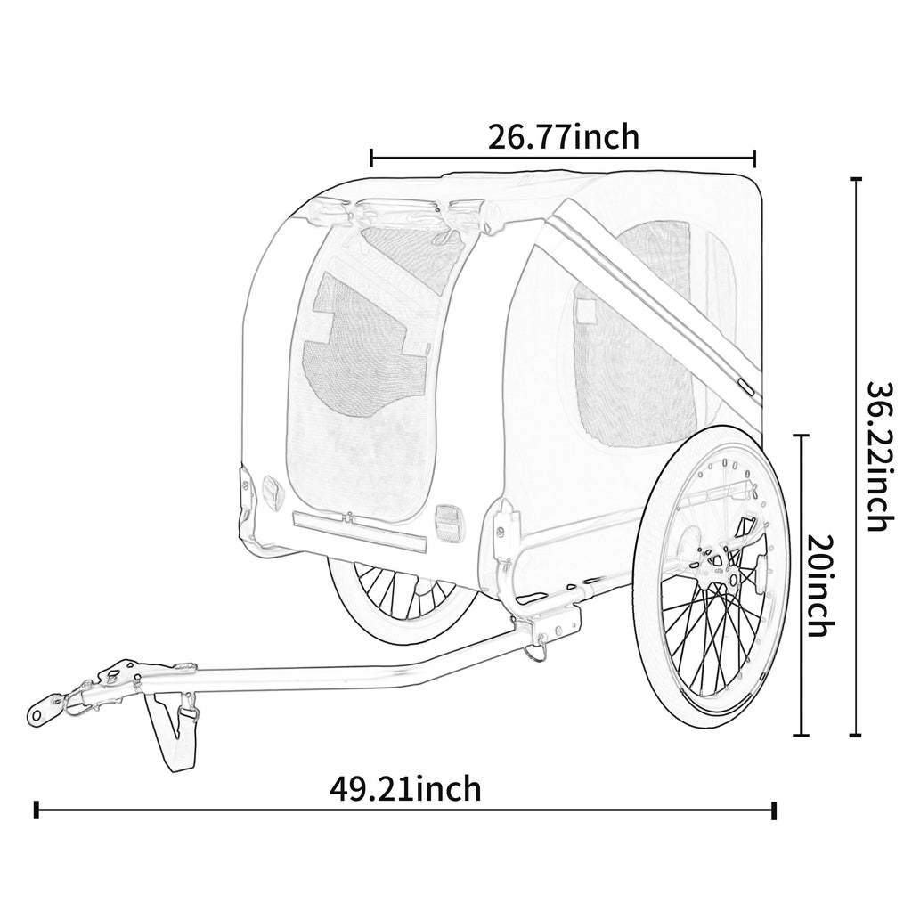Large Folding Bike Trailer for Dogs – 66LB Capacity All-Terrain Pet Carrier, Durable Steel Frame for Cycling, Jogging, Camping & Outdoor Adventures, Black- Red