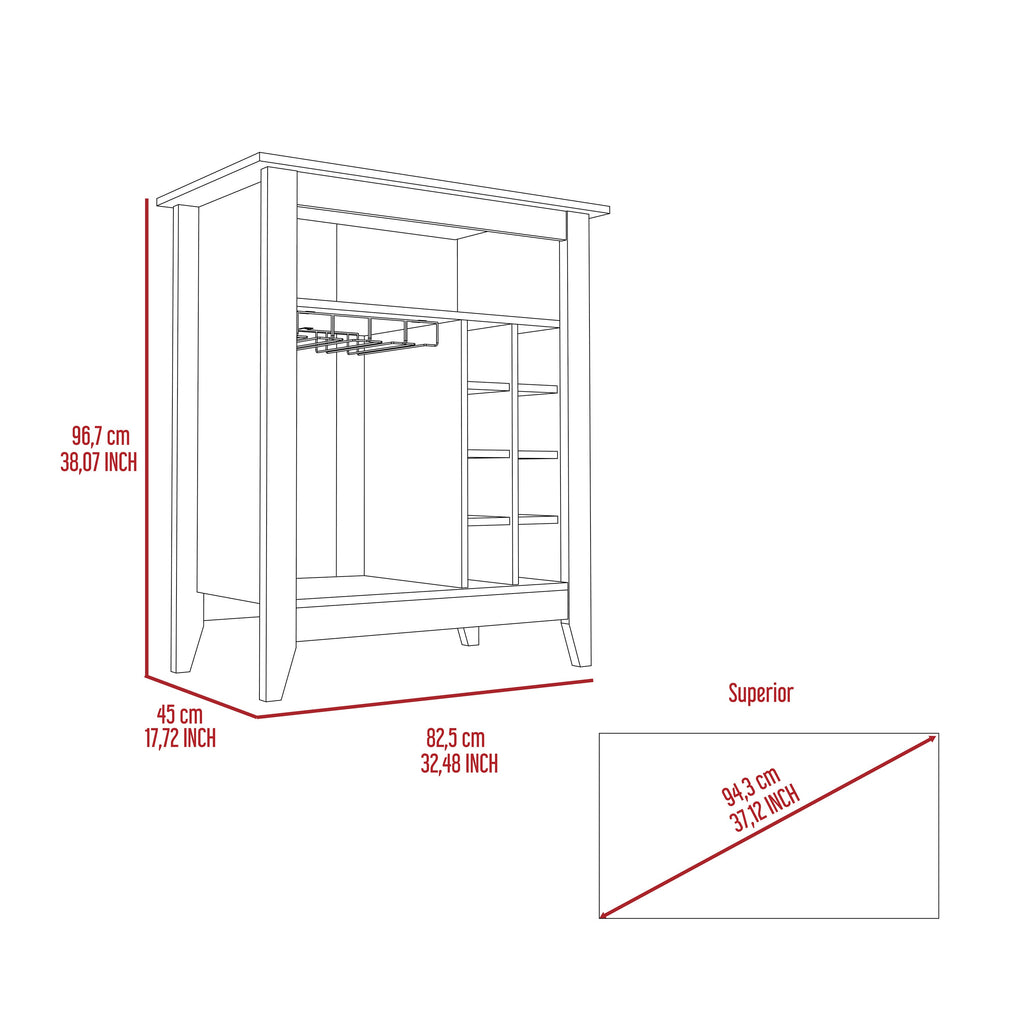 6-Bottle 1-Drawer 1-Shelf Bar Cabinet Wenge