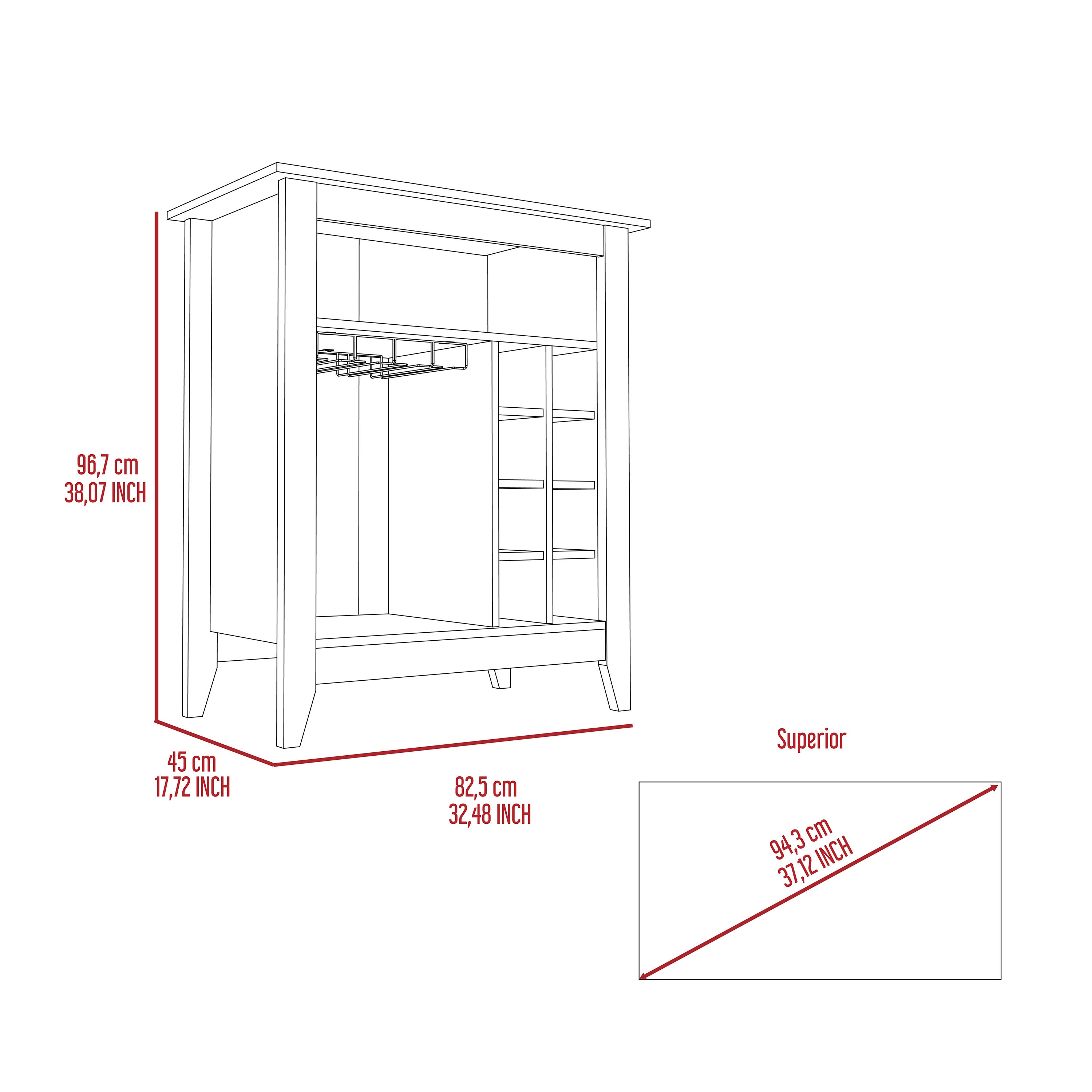 6-Bottle 1-Drawer 1-Shelf Bar Cabinet Wenge