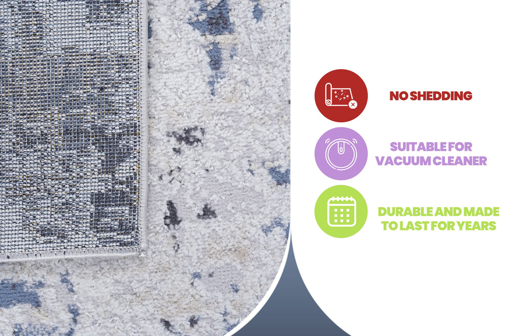 NAAR PAYAS Collection 5X7 Grey / Denim / Abstract Area Rug