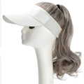 YEKEYI Outdoor Hat Wig Hat with Hair Ponytail Wig Baseball Cap with Hair Brown Black Wavy Women Wig Hats