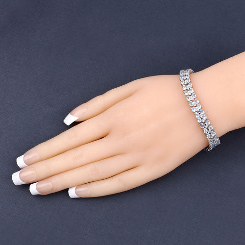 17.22 Carat Genuine Blue Topaz and White Diamond .925 Sterling Silver Bracelet