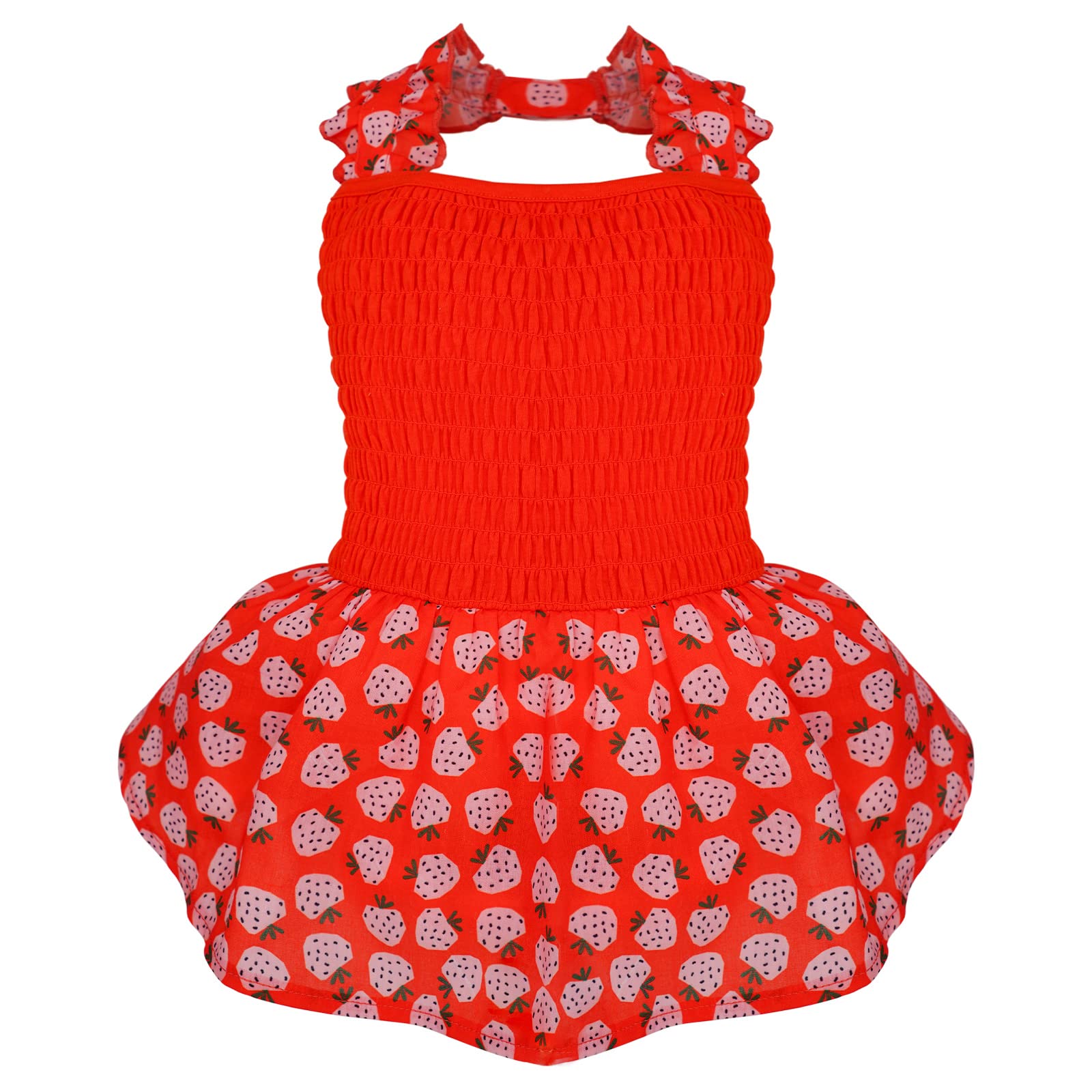 KYEESE Dog Dress Halter Skirt Dress Puppy Dress Holiday Dress Strawberry for Small Dogs