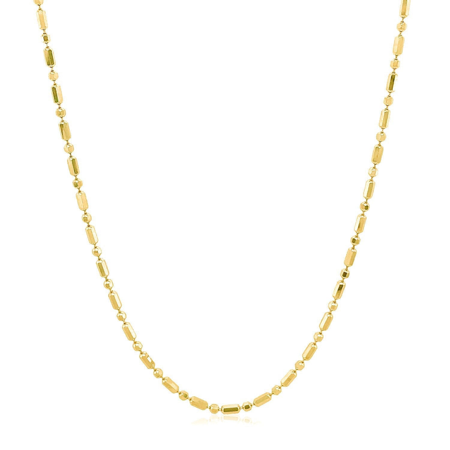 14k Yellow Gold Diamond-Cut Alternating Bead Chain 1.5mm