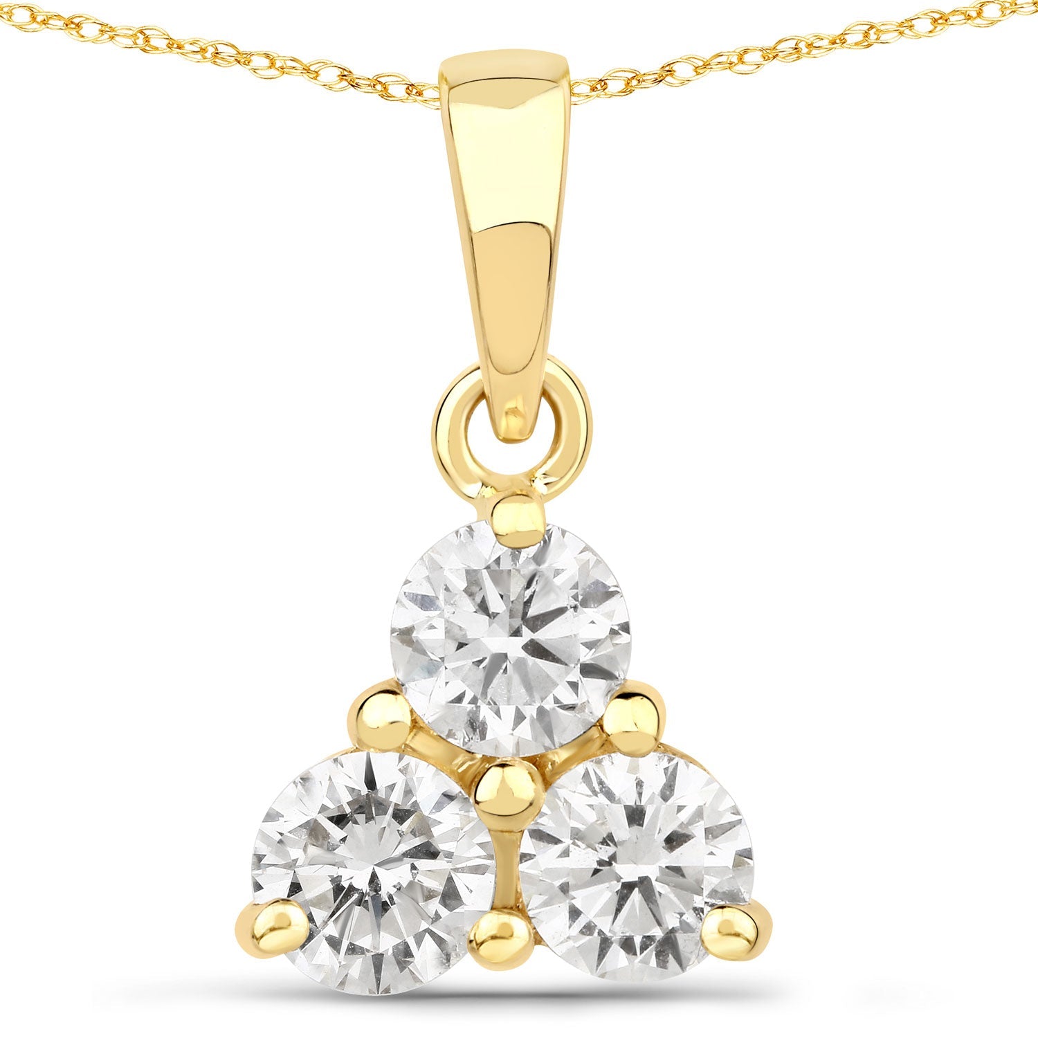 0.75 Carat Genuine Lab Grown Diamond 14K Yellow Gold Pendant
