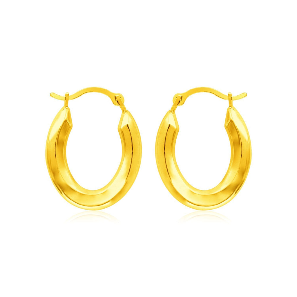 14k Yellow Gold Polished Oval Hoop Earrings