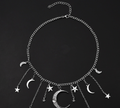 Star and Moon Tassel Pendant Chain Necklace