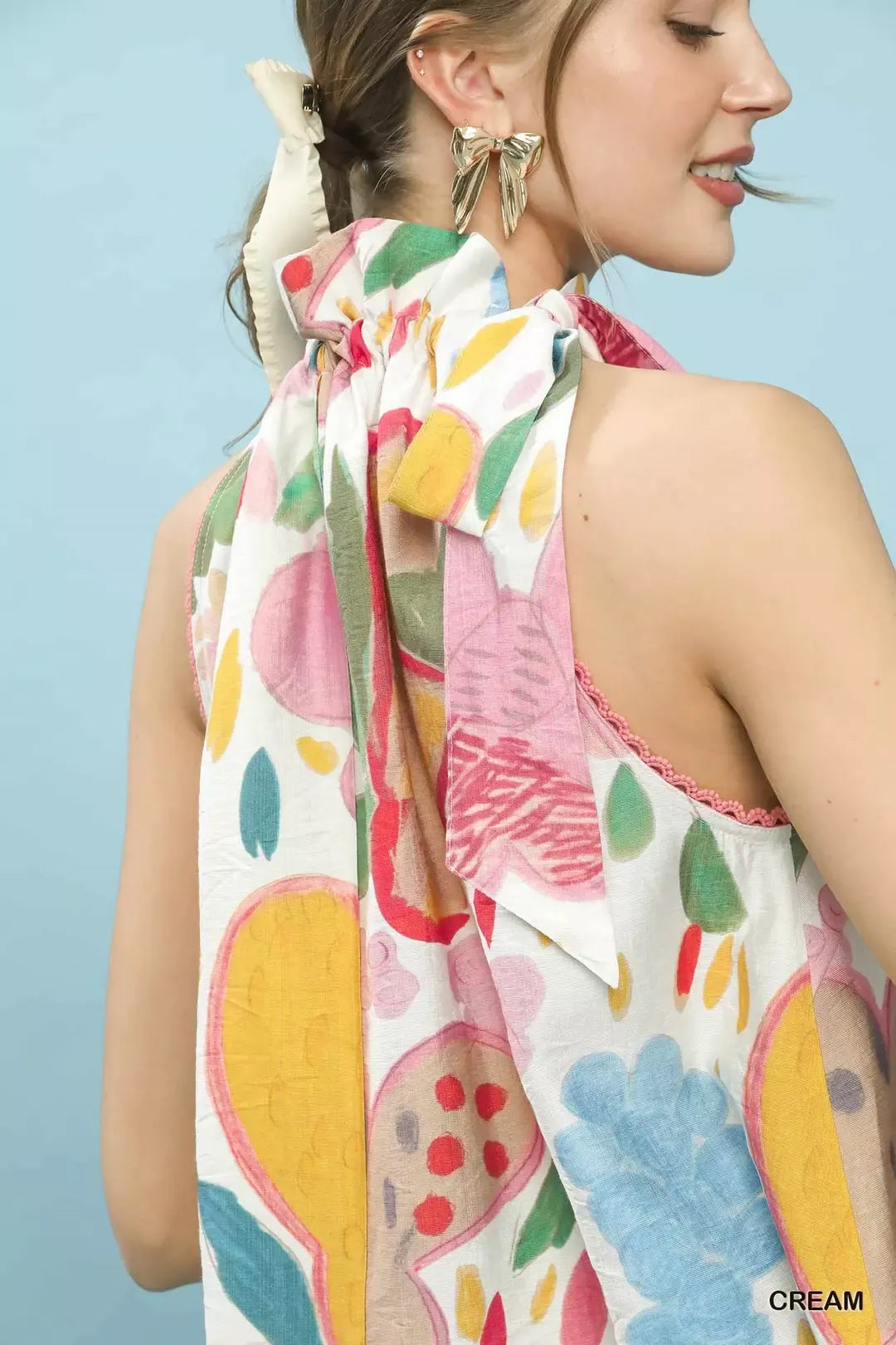 Umgee Multi-Color Floral Halter Neck Boho Top