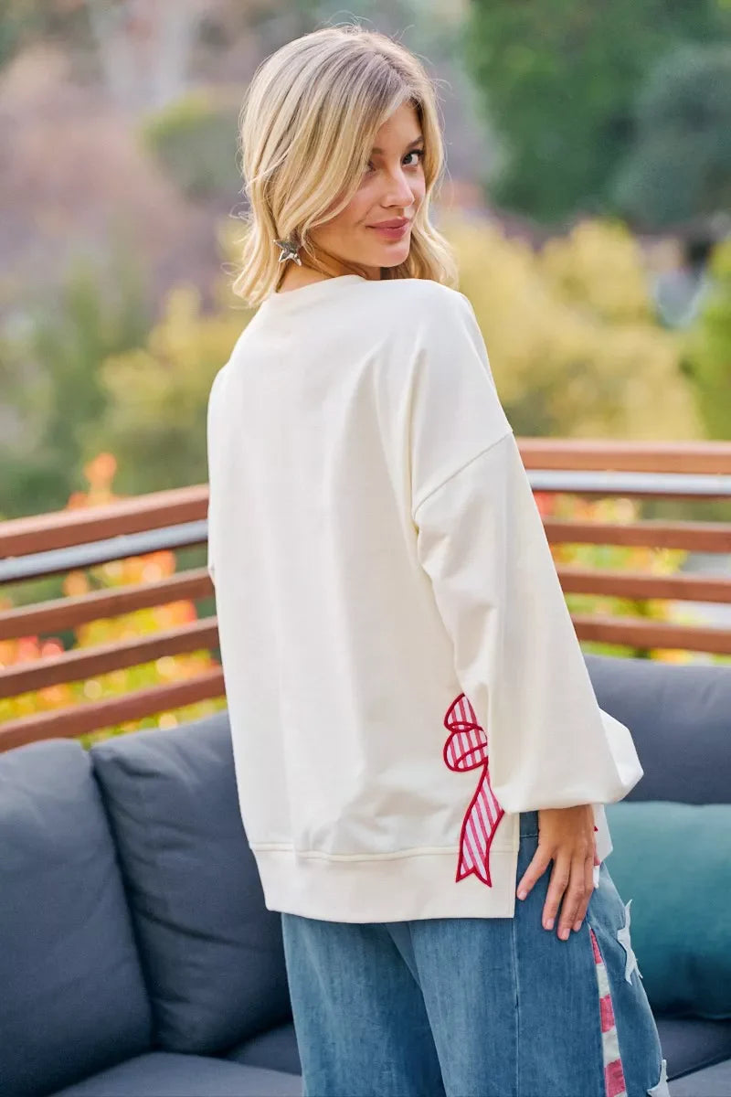 BiBi 4th Of July Stars And Stripes Patches Sweatshirt