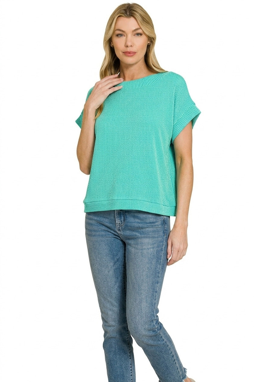 Zenana Raised Rib Cap Sleeve Top