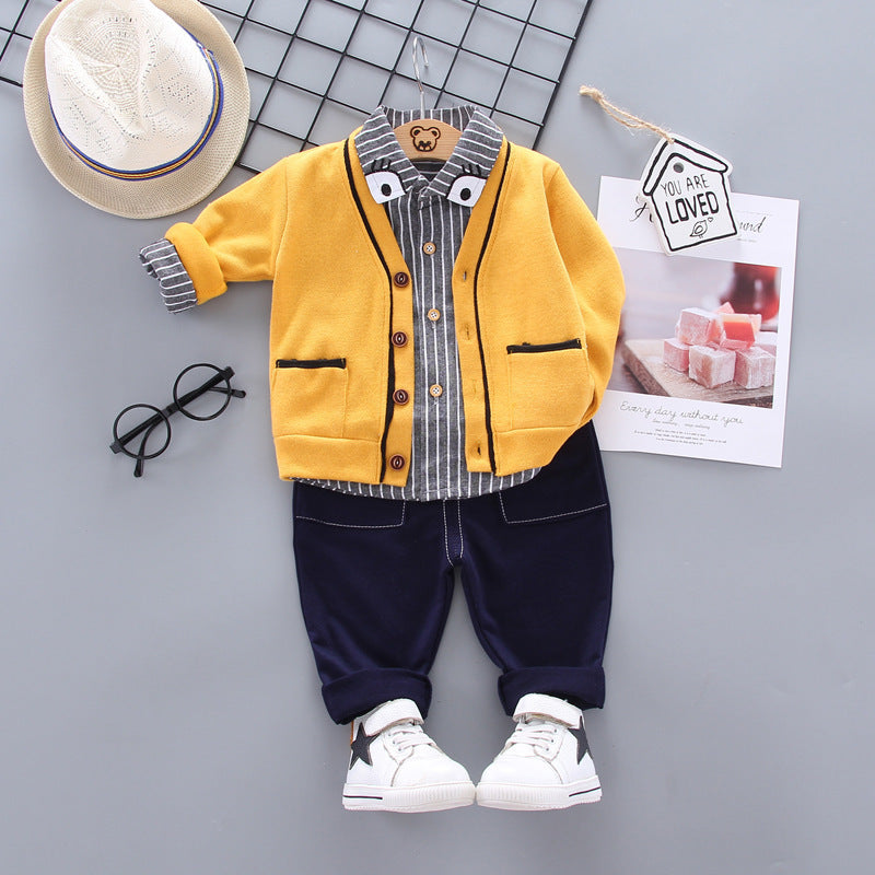 New Spring Cardigan Set for Boys' Sweaters (3 Pieces)