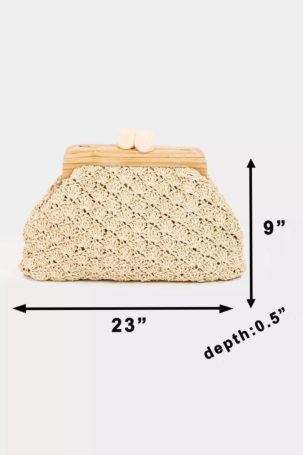 Fame Straw Braided Wooden Frame Cluch Bag