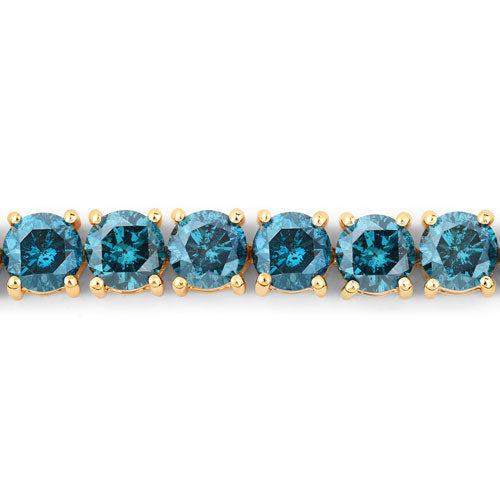 12.95 Carat Genuine Blue Diamond 14K Yellow Gold Bracelet