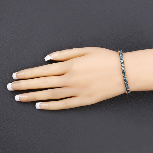 14.33 Carat Genuine Blue Diamond 14K Yellow Gold Bracelet