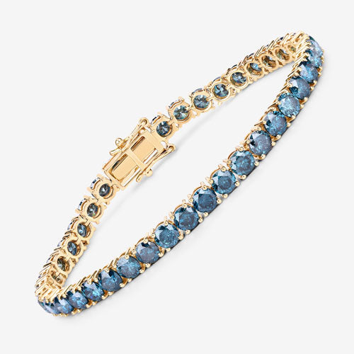 14.33 Carat Genuine Blue Diamond 14K Yellow Gold Bracelet