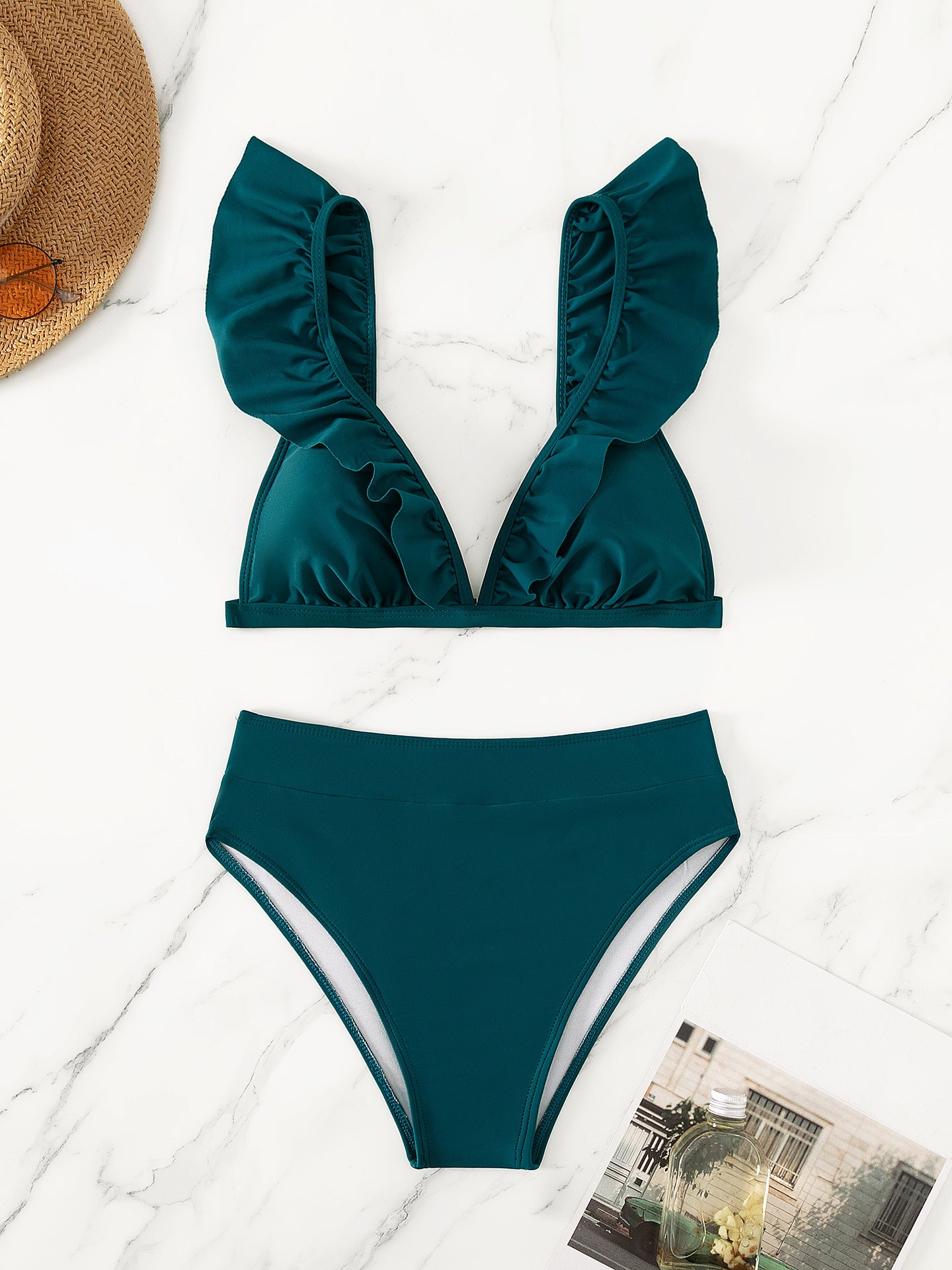 New Women's Two-Piece Solid Color Bikini Swimsuit