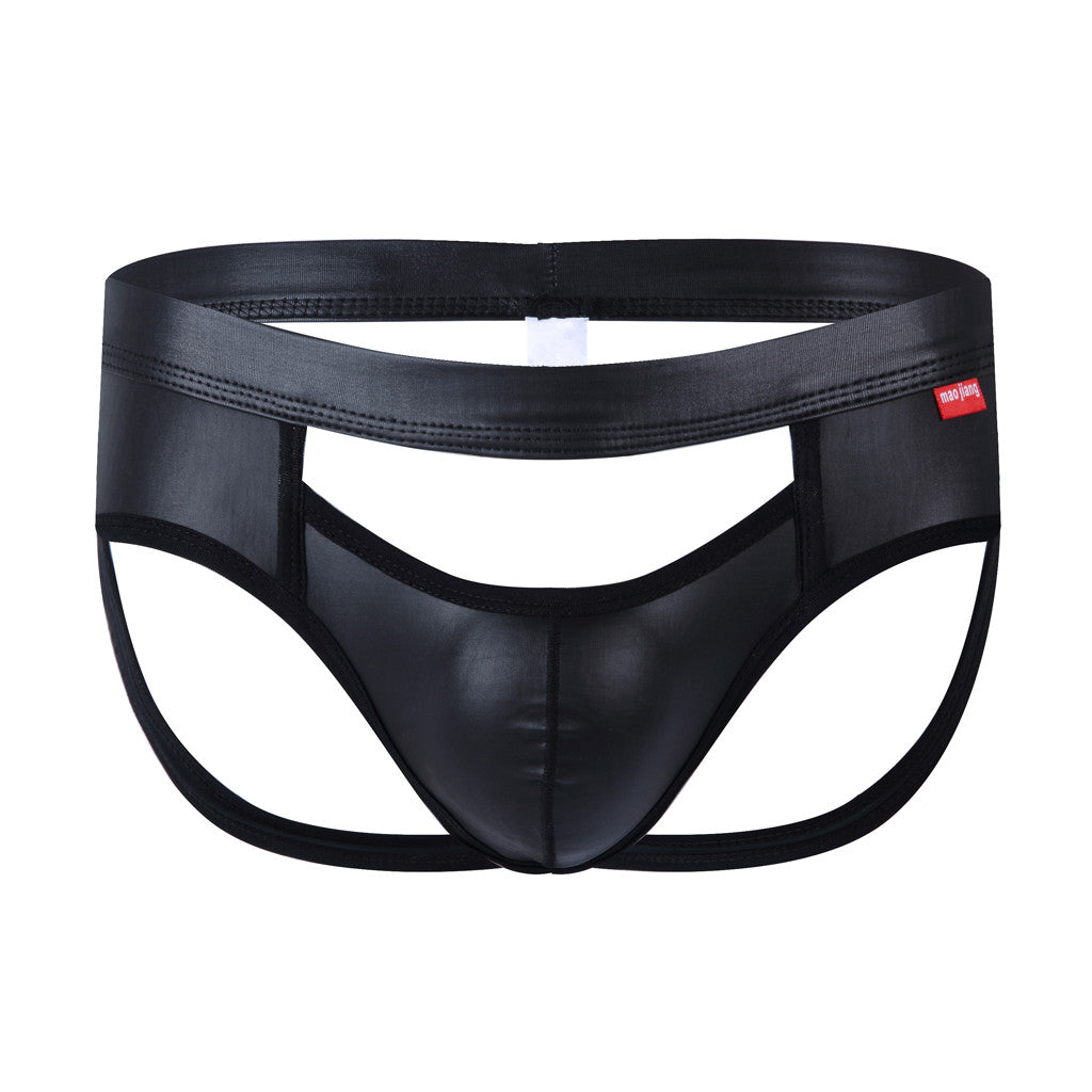 Men's Leather Briefs with Chain Detail - Sexy Underwear