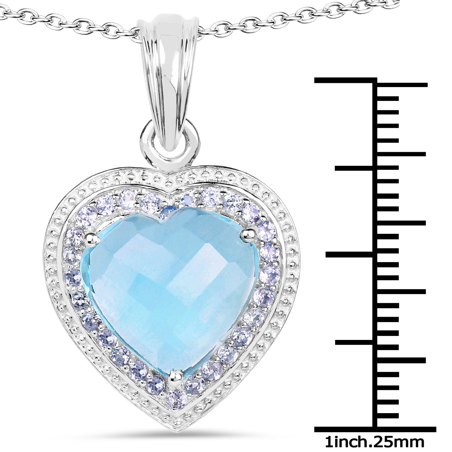 7.36 Carat Genuine Blue Topaz and Tanzanite .925 Sterling Silver Pendant