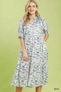 Umgee Print Tiered Midi Dress