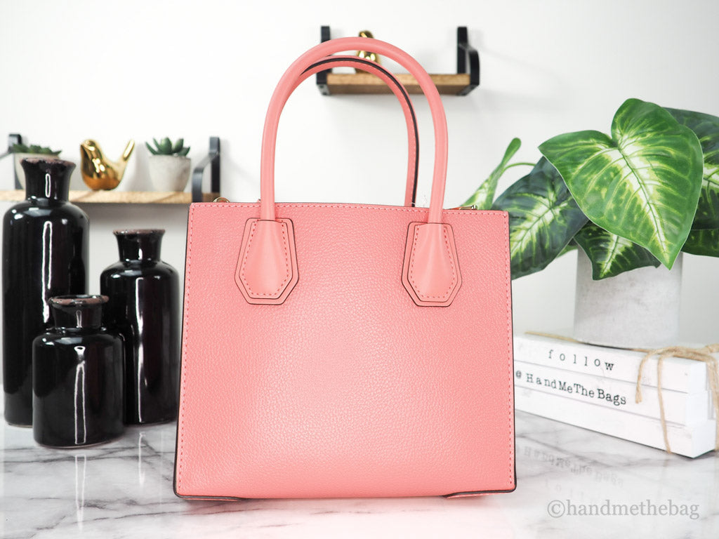 Michael Kors Mercer Medium Grapefruit Leather Messenger Crossbody Handbag Purse