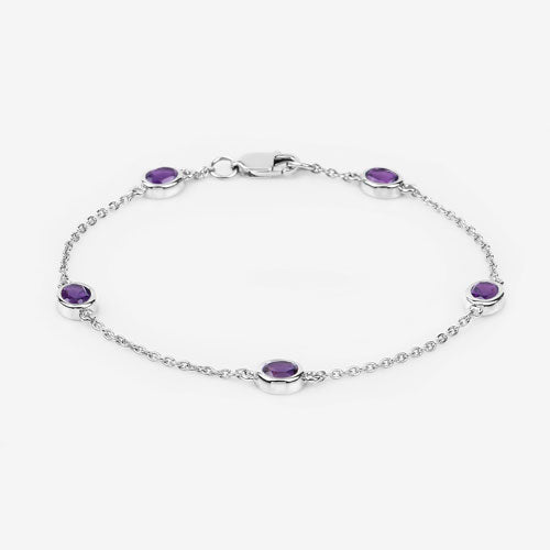 1.70 Carat Genuine Amethyst .925 Sterling Silver Bracelet