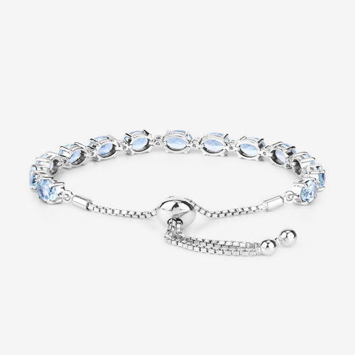 12.83 Carat Genuine Blue Topaz and White Topaz .925 Sterling Silver Bracelet
