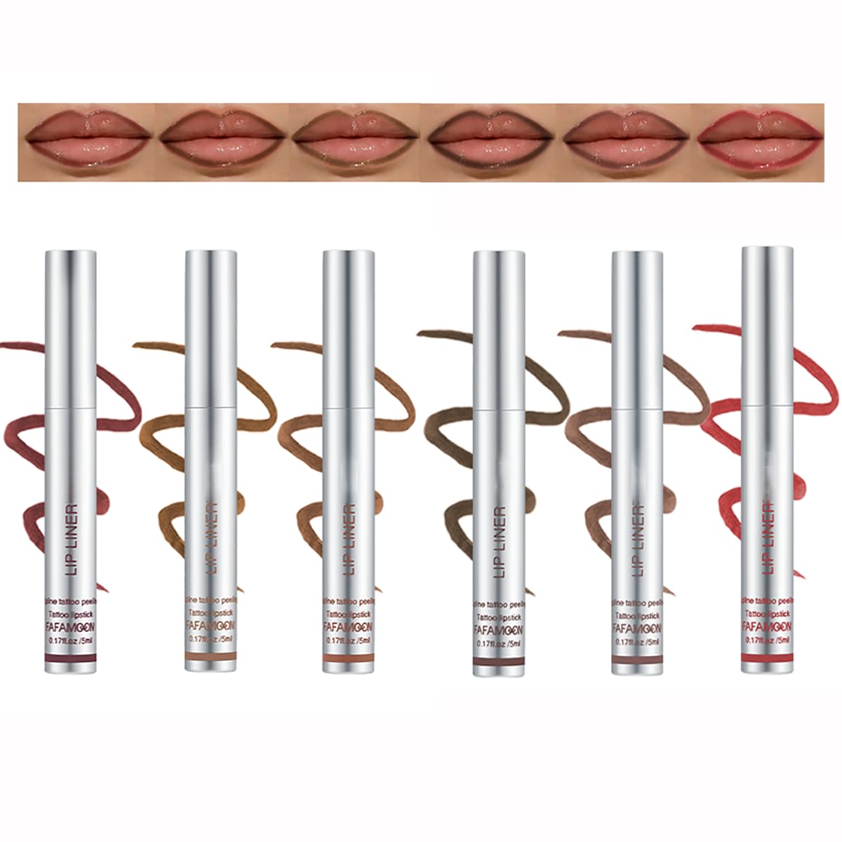 Peel Off Lip Liner 6 Colors Lip Liner Stain Peel Off Lip Liner Tattoo Long Lasting Waterproof Lip Stain Peel Off Highly Pigmented Matte Nude Lip Gloss Liquid Lipstick Set