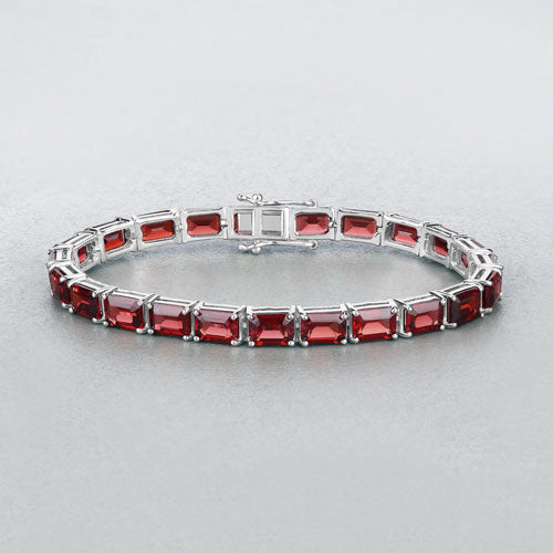 27.60 Carat Genuine Garnet .925 Sterling Silver Bracelet