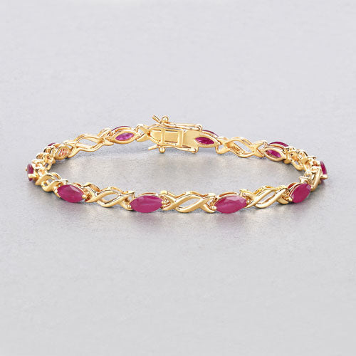 5.00 Carat Genuine Ruby 10K Yellow Gold Bracelet